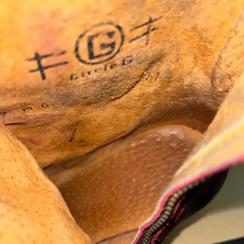 Circle G Women’s 7 Red Leather Ankle Boots Western Buckle Booties Made In Mexico - Picture 8 of 9